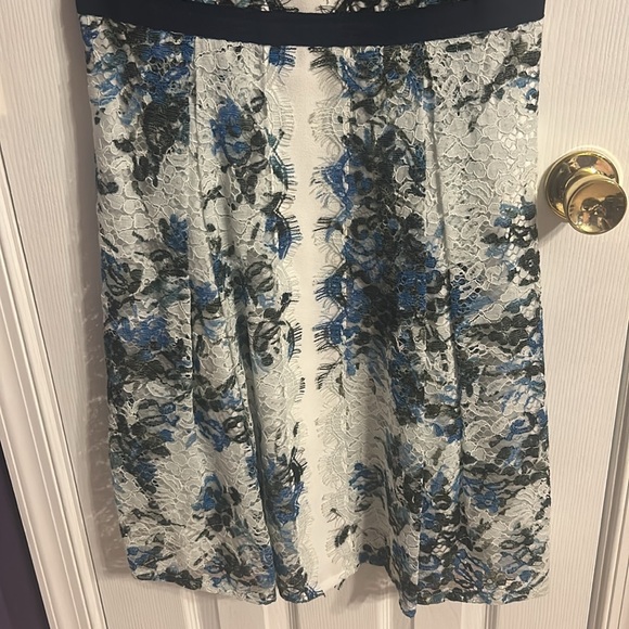 Worn once! White with black and blue lace detail dress. - Picture 3 of 4